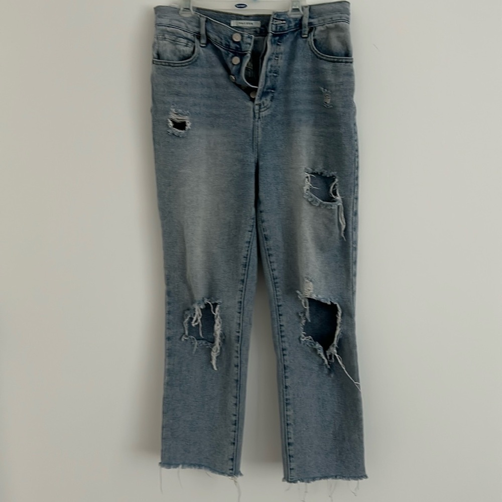 Pac sun rip jeans size 12 the waist is small but able to button up to comfy spot